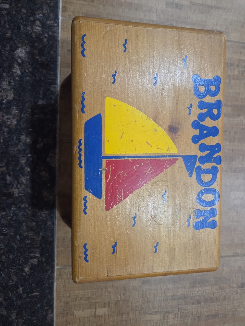 Personalized Wooden Box with Sailboat Design - Brandon
